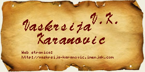 Vaskrsija Karanović vizit kartica